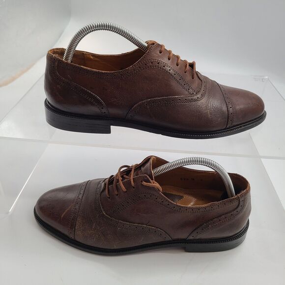 Stanley Blacker Couture Handmade Italy Dress Brown Cap Toe Oxfords 9M  Style 526